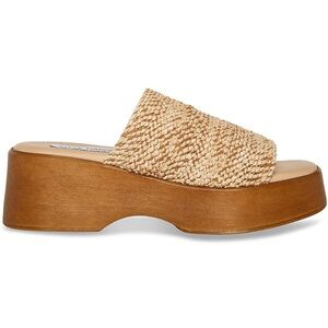 Steve Madden Natural Woven Raffia Platform Slide
